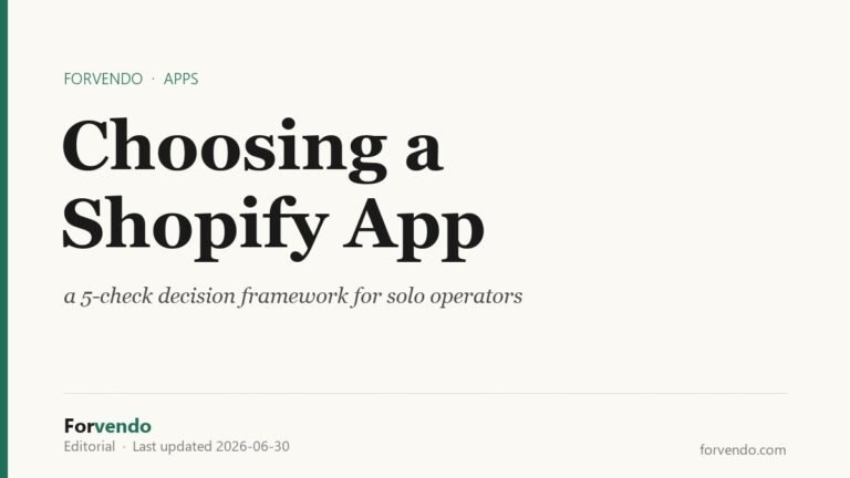 Choosing a Shopify app 5-check decision framework for solo operators