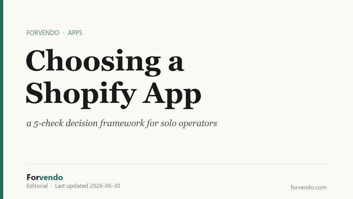 Choosing a Shopify app 5-check decision framework for solo operators
