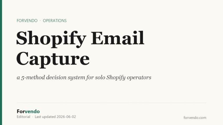 Shopify email capture decision system for solo operators — Forvendo featured hero