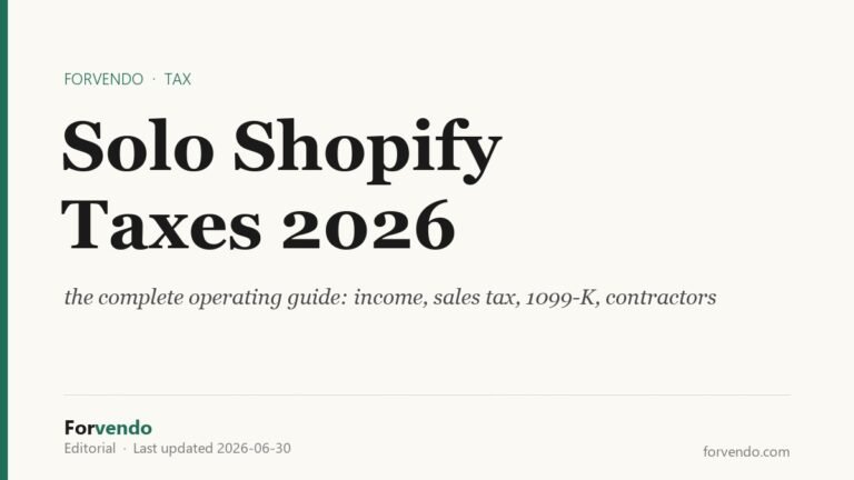 Solo Shopify Taxes 2026 complete operating guide