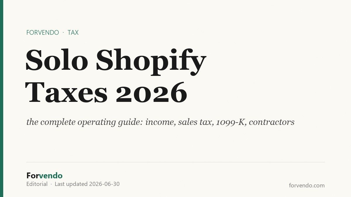 Solo Shopify Taxes 2026 complete operating guide