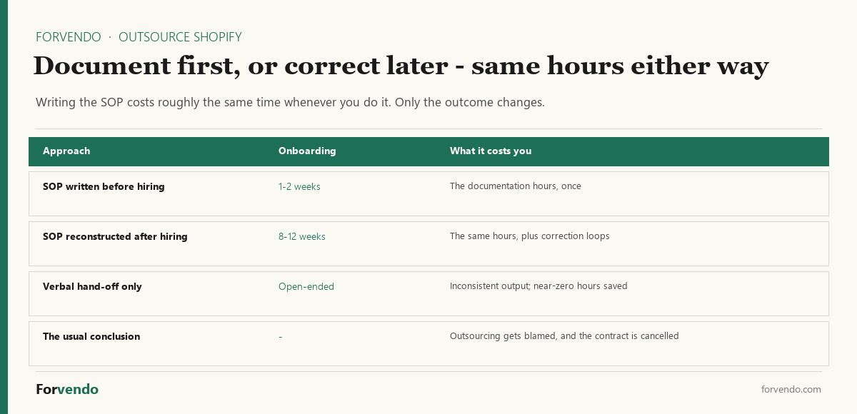 Document before or after hiring - onboarding time and correction load when you outsource Shopify tasks