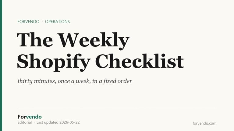 The weekly Shopify checklist for a one-person store - Forvendo